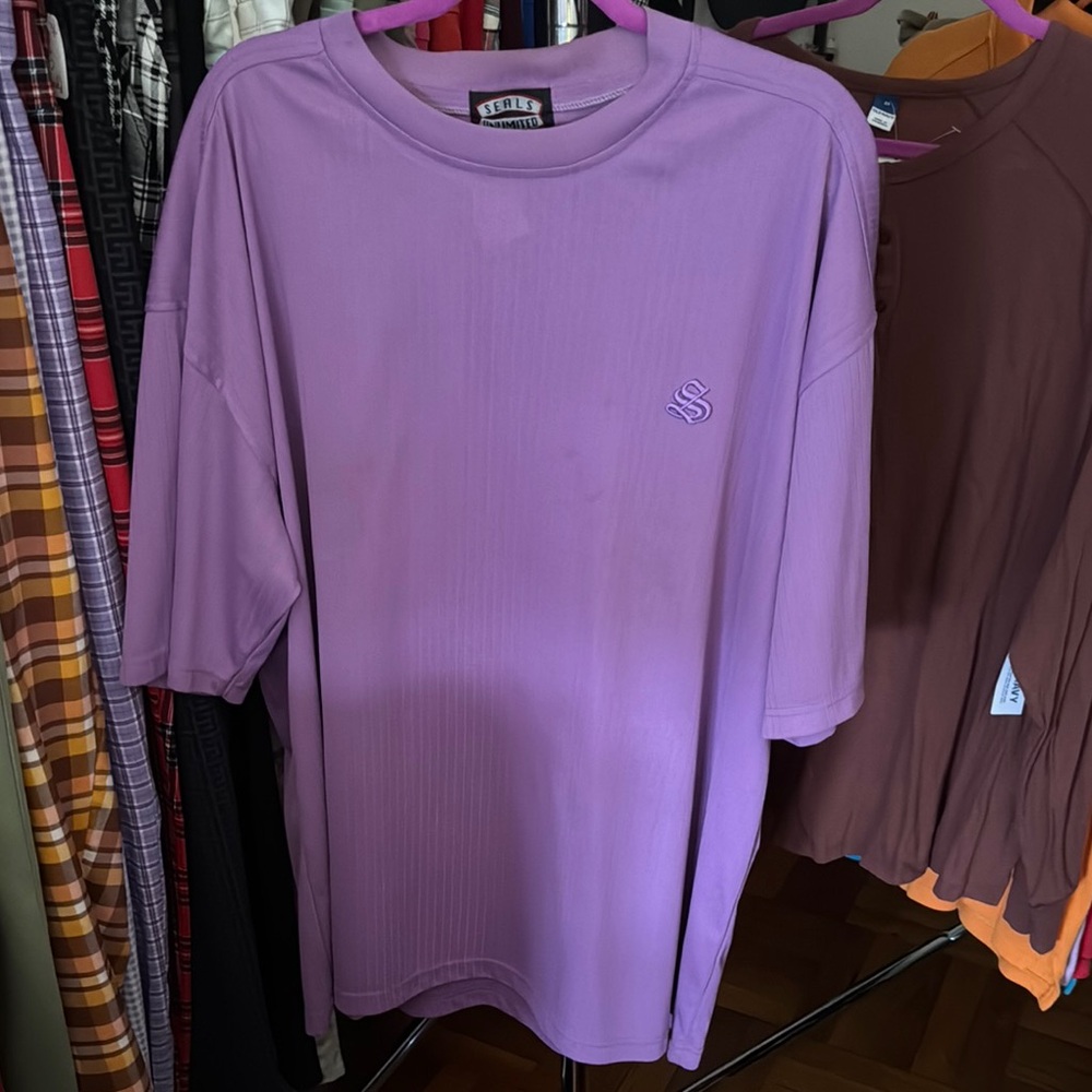 Gently Used Purple Short Sleeve Ribbed Crew Neck Tee